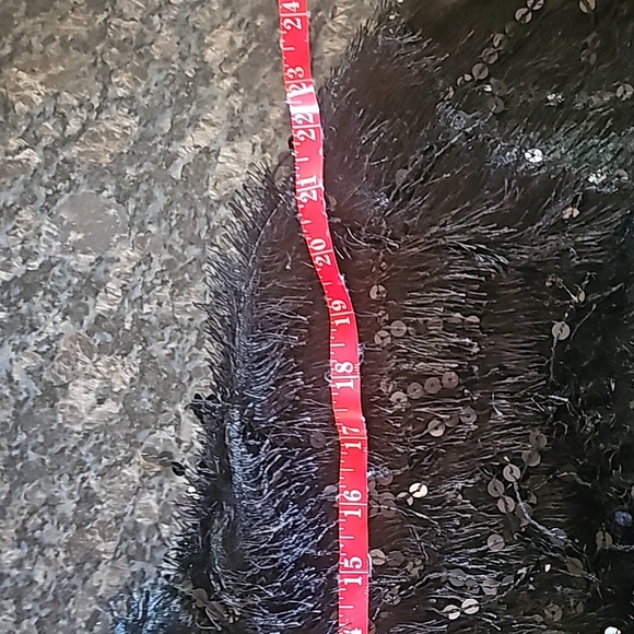 H&M sequined top, cropped long sleeve black stretch - Picture 4 of 4